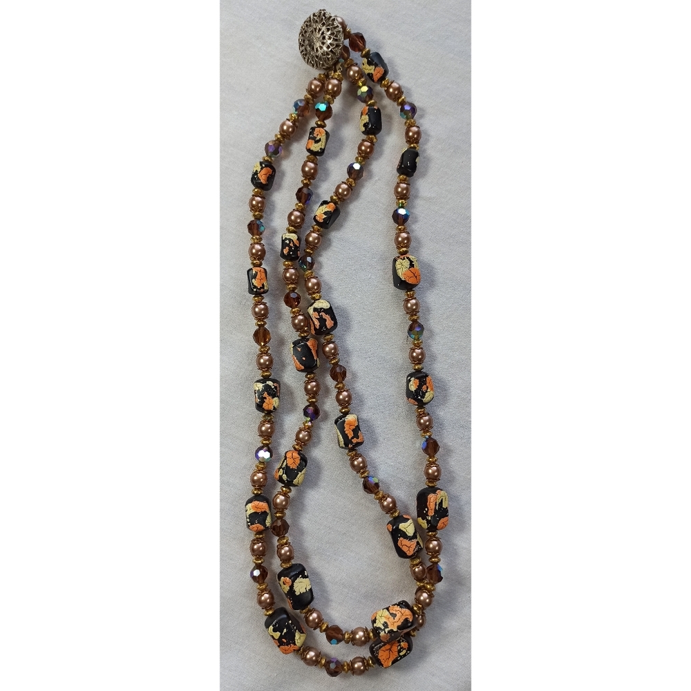 Vintage Gorgeous Unusual Two Strand Necklace With AB And Art Beads 50s / 60s